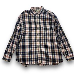 L.L. Bean Men’s XXL-Reg Flannel Shirt Multicolor Plaid 100% Cotton Outdoor
